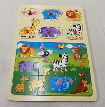 Holzsteckpuzzle 6 tlg mit Holzpuzzle 9 Teile (3832)