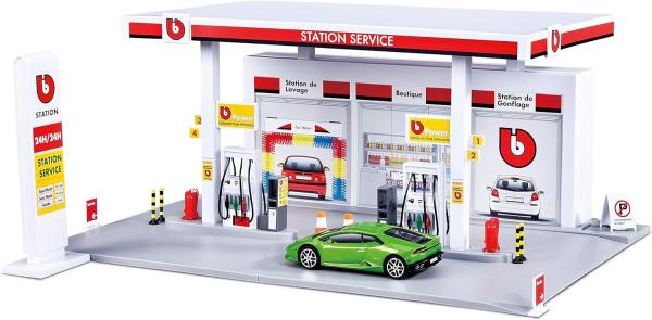 BBURAGO Tankstelle Street Fire 1:43, inkl. 1 x Modellauto, Spiel-Set