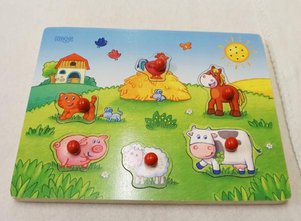 Holzsteckpuzzle mit Geräuschen 6 tlg von Haba (3833)