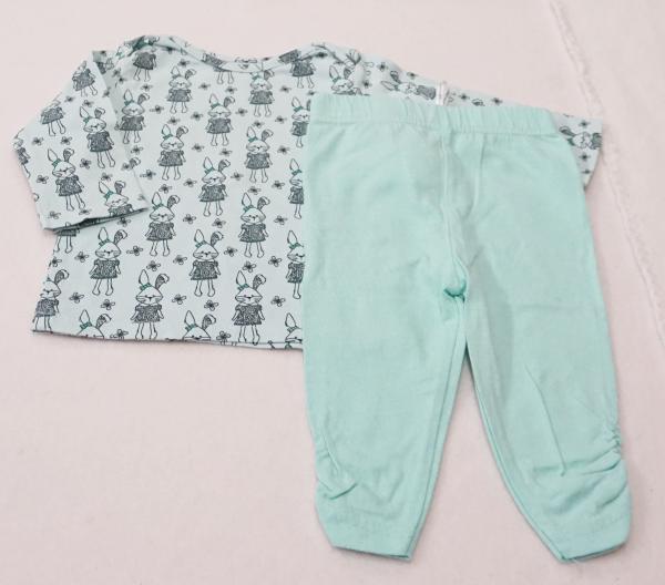 selbstgenähtes Langarmshirt mit Leggings Gr. 62 (952)